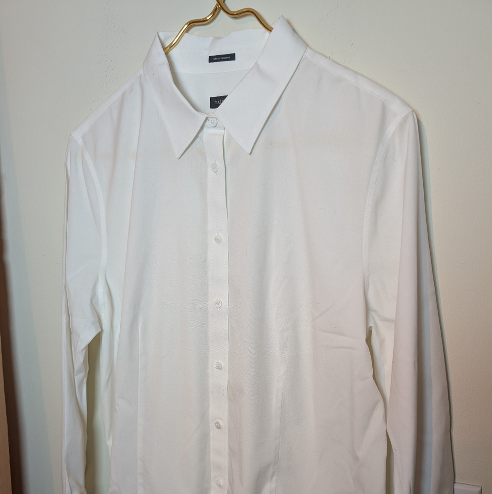 Talbots Women's White Long Sleeved Collard Blouse